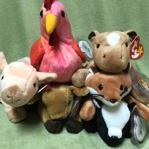 Lot of 6 Beanie Baby farm country animals